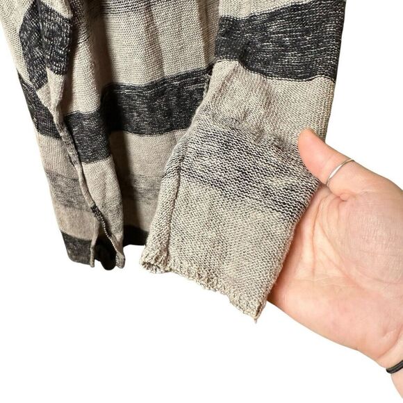 Habitat Linen Cotton Open Front Cardigan Jacket Small | Boho Striped Lagenlook - Picture 5 of 9